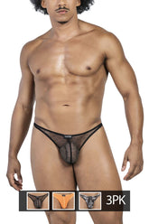 Clever 100008 3er-Pack australische Latin-Tangas, Farbe Schwarz-Orange-Schwarz
